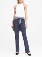 Banana Republic Womens Petite Logan Trouser-fit Machine-washable Italian Wool Blend Pant Navy Size 12