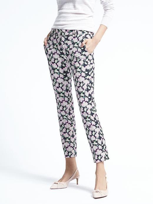 Banana Republic Ryan Fit Floral Sateen Pant - Purple Flower