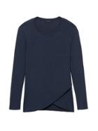 Banana Republic Womens Soft Sustainable Modal Cross-front Top Navy Size L