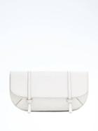 Banana Republic Snake Effect Leather Half Moon Double Strap Clutch - White