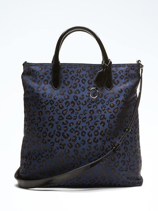 Banana Republic Zip Top Animal Print Tote - Blue