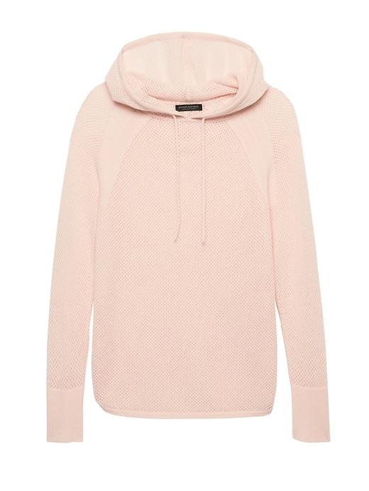 Banana Republic Womens Cashmere Mesh-knit Sweater Hoodie Pink Blush Size Xs