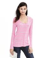 Banana Republic Womens Micro Stripe Modal Scoop Neck Tee Size L - Love Letter