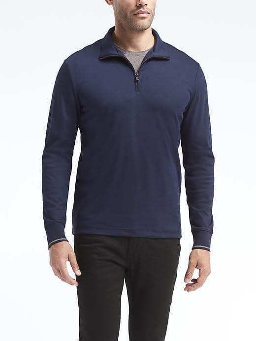 Banana Republic Mens Luxury Touch Half Zip Pullover - Navy