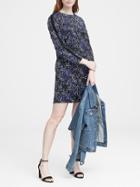 Banana Republic Womens Print Pom-pom Shift Dress Blue Print Size 2