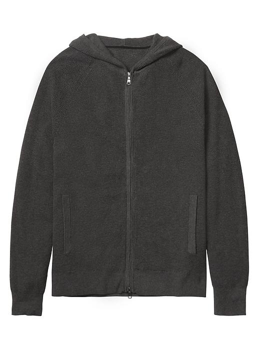 Banana Republic Mens Supima Cotton Full-zip Sweater Hoodie Dark Charcoal Size S