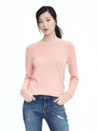 Banana Republic Womens Italian Cashmere Blend Beaded Crew Neck Sweater - Light Pink
