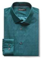 Banana Republic Mens Grant-fit Geo Print Non-iron Shirt Navy Star Size M