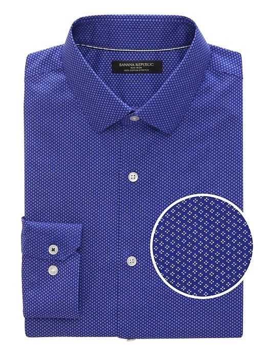 Banana Republic Mens Camden Standard-fit Non-iron Stretch Floral Shirt Blue Murano Size Xxs