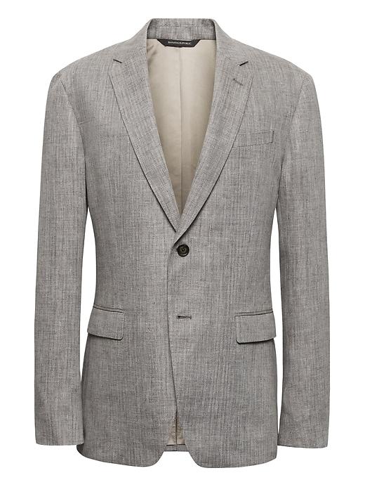Banana Republic Mens Slim Linen Herringbone Blazer Pacific Taupe Size 38