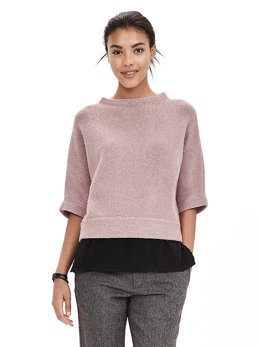 Banana Republic Womens Mixed Media Panel Pullover Size L - Raspberry