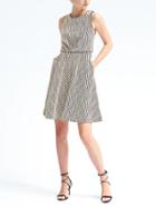 Banana Republic Womens Jacquard Knit Fit And Flare Dress - Black/white