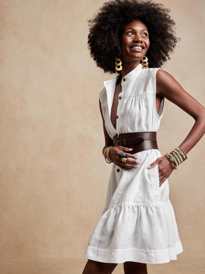 Linen Flounce Dress