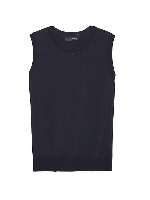 Banana Republic Womens Stretch-cotton Sweater Shell True Navy Size S