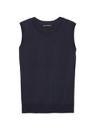Banana Republic Womens Stretch-cotton Sweater Shell True Navy Size S