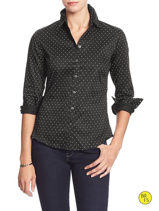 Banana Republic Womens Factory Non Iron Shirt Size 0 Petite - Black And White Print