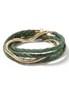 Banana Republic Womens Leather Snake Chain Bracelet Size One Size - Pine Green