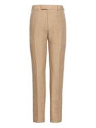 Banana Republic Mens Heritage Tapered Pinstripe Italian Linen Suit Pant Khaki Size 44w
