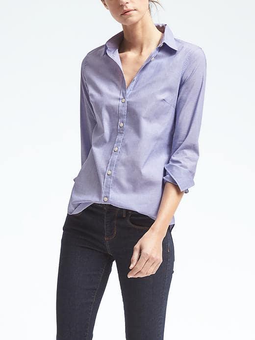 Banana Republic Riley Fit Tailored Cobalt Shirt - Neon Cobalt