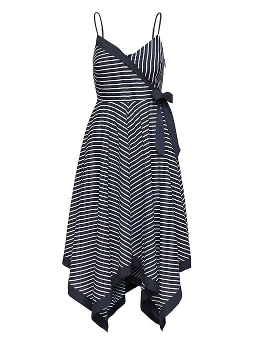 Banana Republic Womens Stripe Strappy Handkerchief-hem Dress Navy Size 2