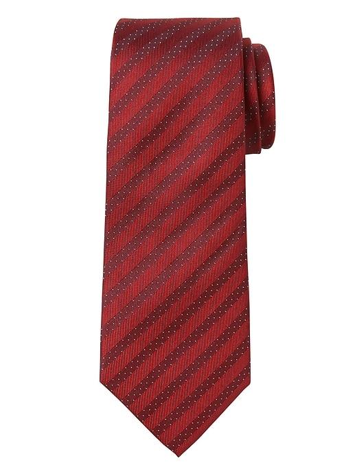 Banana Republic Mens Polka Dot Stripe Silk Nanotex Tie Burgundy Size One Size