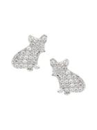Banana Republic Womens Pave French Bulldog Stud Earring Silver Size One Size