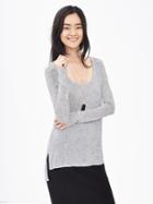Banana Republic Womens Modal Scoop Neck Tee Size L - Heather Gray