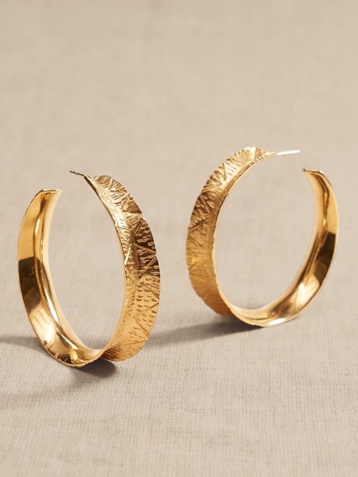 Karana Etched Brass Hoop Earrings | Aureus + Argent