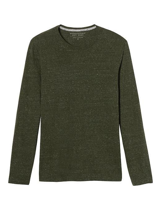 Banana Republic Mens Soft Wash Long Sleeve Tee - Green