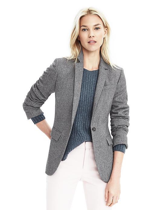 Banana Republic Womens Flannel Blazer - Dark Charcoal
