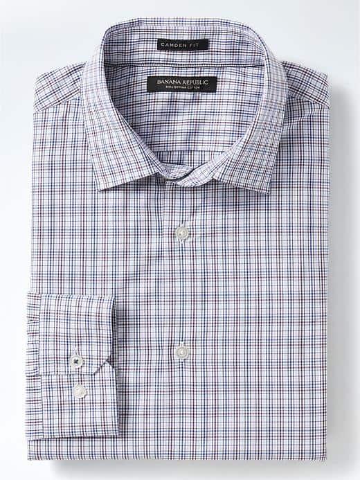 Banana Republic Mens Camden Standard Fit Supima Cotton Check Shirt - Summer Lilac