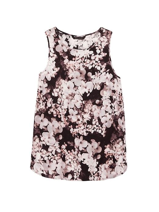 Banana Republic Womens Life In Motion Floral Washable Stretch Silk Tank Pink Multi Size Xxs