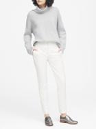 Banana Republic Womens Petite Ryan Slim Straight-fit Machine-washable Flannel Pant White Size 4