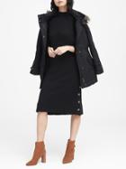 Banana Republic Womens Turtleneck Sweater Dress With Button-sides Black Size Xxl