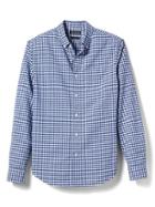 Banana Republic Mens Grant Fit Pocket Gingham Cotton Stretch Oxford Shirt - Anchor Royal