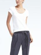 Banana Republic Womens Essential Stretch To Fit Scoop Tee - White