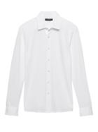 Banana Republic Mens Grant Slim-fit Performance Pique Shirt Optic White Size M