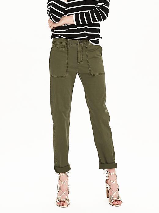 Banana Republic Womens Boyfriend Chino Crop Size 0 Short - Iguana Green