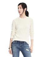 Banana Republic Womens Italian Cashmere Blend Cable Crew Sweater - Cocoon