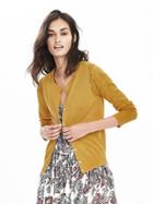 Banana Republic Womens Open Front Wool Cardigan Size L - Gold Lichen