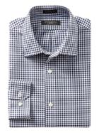 Banana Republic Mens Classic-fit Non-iron Stretch Gingham Shirt Navy Size S