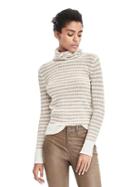 Banana Republic Stripe Aire Yarn Turtleneck Sweater - Taupe
