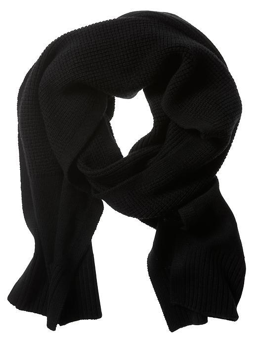 Banana Republic Mens Waffle Knit Extra Fine Merino Wool Scarf Size One Size - Black
