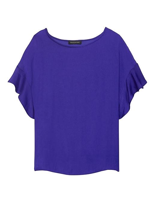 Banana Republic Womens Flutter Sleeve Polished Tee Blue Violet Size Xxs