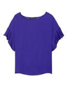 Banana Republic Womens Flutter Sleeve Polished Tee Blue Violet Size Xxs