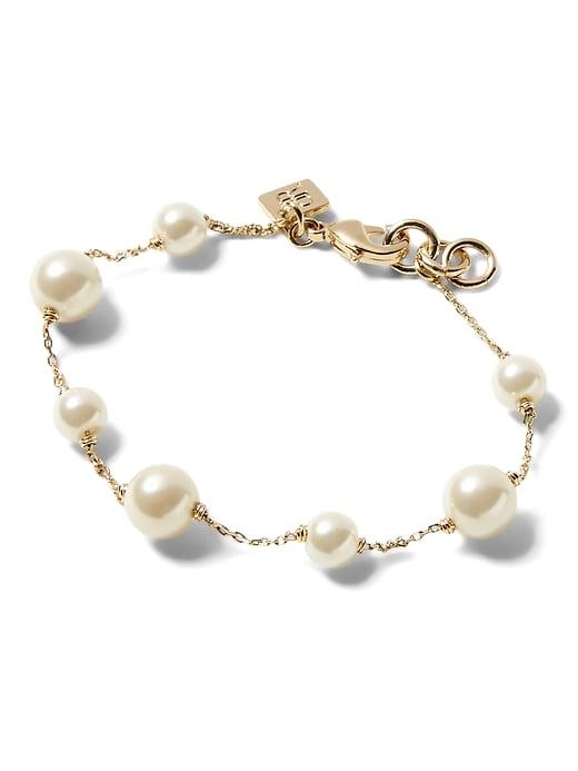 Banana Republic Womens Pearl Stationary Bracelet Gold Size One Size