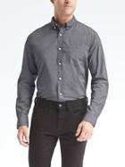 Banana Republic Mens Grant Fit Custom Wash Micro Block Print Shirt - Navy