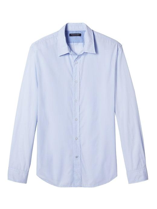 Banana Republic Mens Grant Slim-fit Custom-wash Circle Print Shirt Blue Orchid Size L