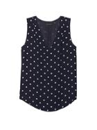 Banana Republic Womens Dot Pleated Drapey Tank Dark Night Polka Dot Size S