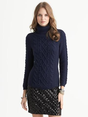 Banana Republic Heritage Cable Knit Pullover - Classic Navy